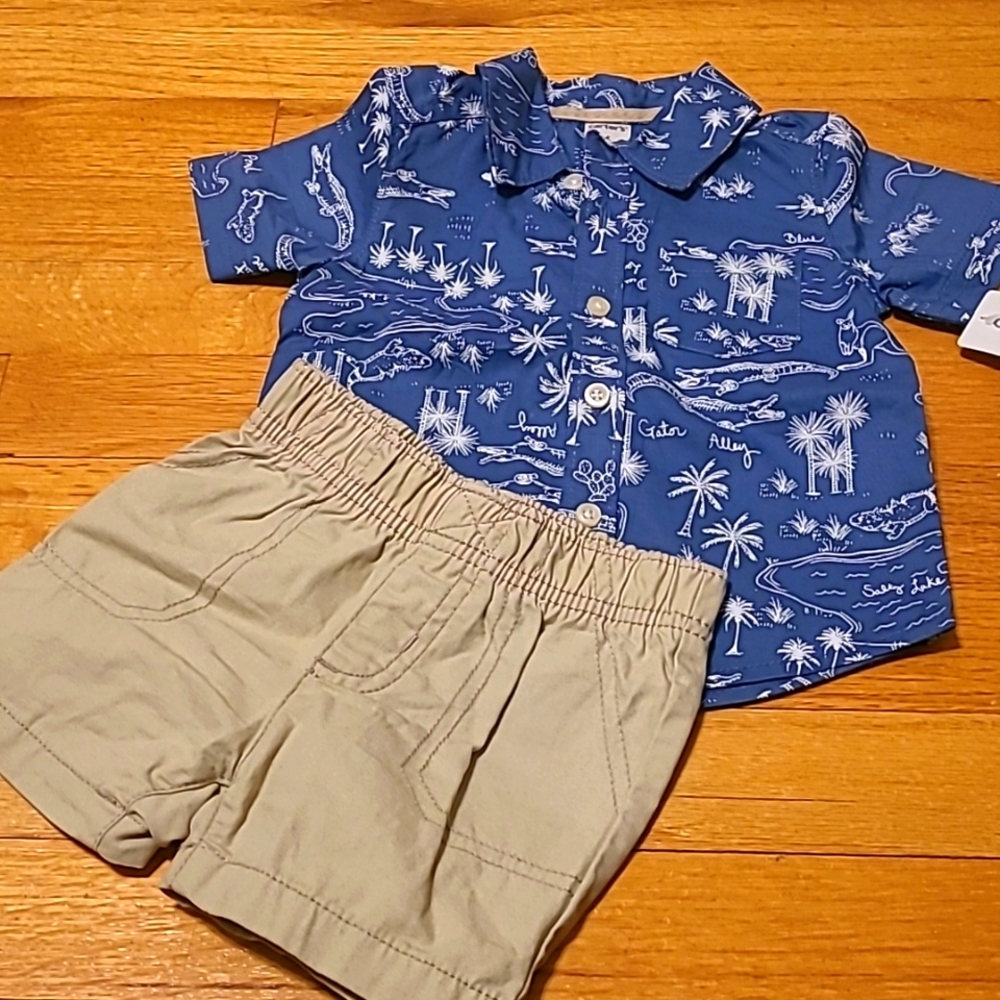 Carter's 6M - 2 Piece Set - Button Down Shirt and Shorts